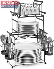 US Stock Sorbus Buffet Caddy 7 Piece 3 Tier Stackable Black