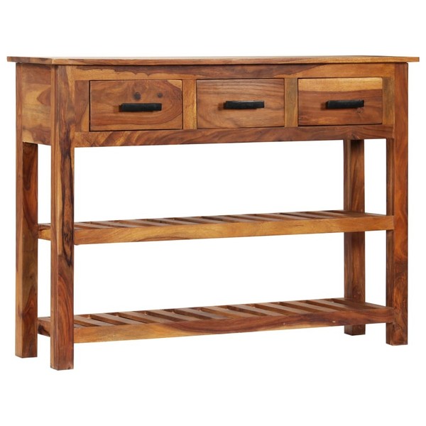 Sideboard Mit 3 Schubladen 110X30X80 Cm Massivholz Akazie-image