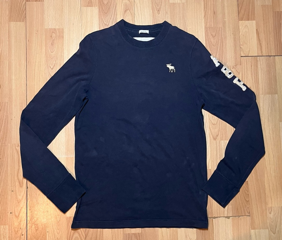 Abercrombie Fitch Shirt Mens Medium Blue Long Sleeve Muscle Logo