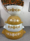 4pc. Pyrex BUTTERFLY GOLD Cinderella Nesting Bowls 442,443&444 W/402 Mixing Bowl