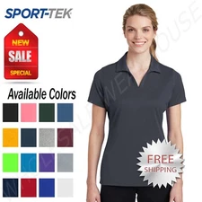 Sport Tek Womens 100% Polyester Dri-Fit Performance Polo  Golf Shirt M-LST640