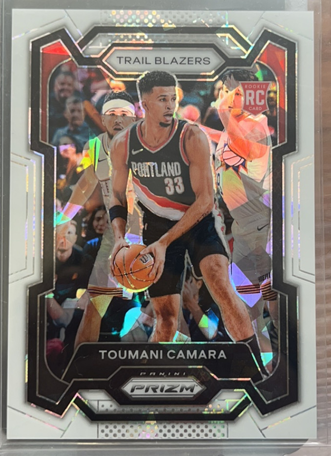 Toumani Camara 2023-24 Panini Prizm 03/35 White Cracked Ice RC #164
