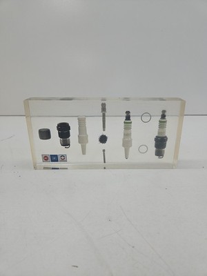 GM AC-Delco Spark Plug Component Assembly Paper Weight Lucite Desk Display