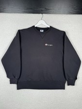 VTG 90s Champion Reverse Weave Sweatshirt Spellout Black Made in USA - XL Fits L