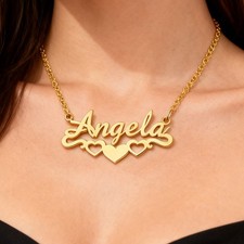 Personalized Name Necklace, Stainless Steel Heart Pendant Custom Gift for Women