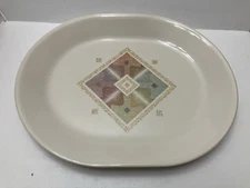 Corelle Corning Tan Beige Mirage Oval Serving Meat Platter 12.25”x 10” EUC USA