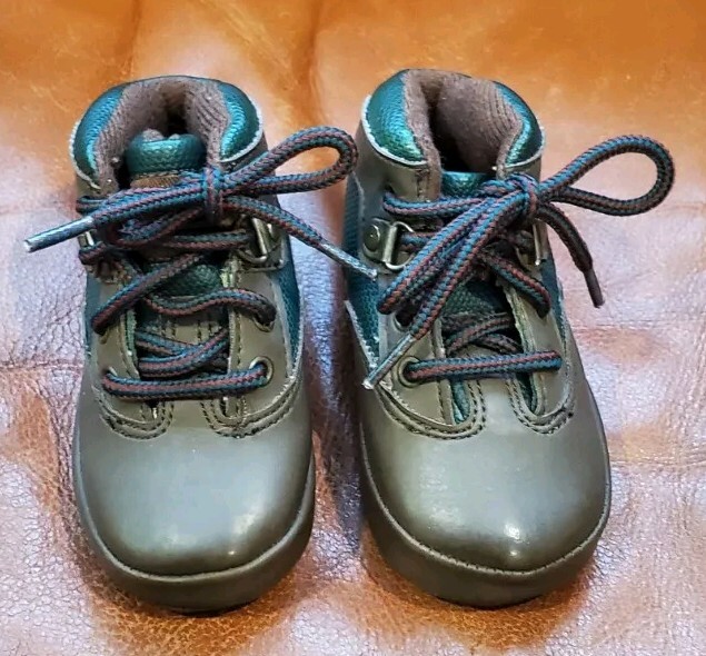 Baby Boys Gerber Brown Green Hiking Boot Slip Guard Shoe Siz