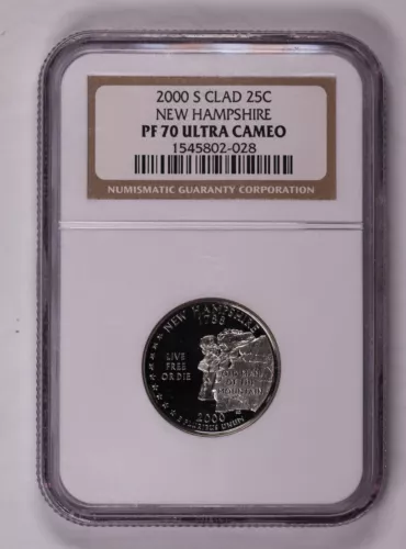 2000-S New Hampshire Clad Quarter NGC PF70 Ultra Cameo ***RARE ORIGINAL COIN***