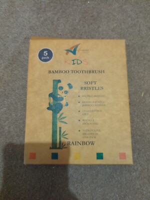 Bambus Zahnbürste biologisch abbaubar Naturholz 5er Pack Öko mittel gewellte Borsten