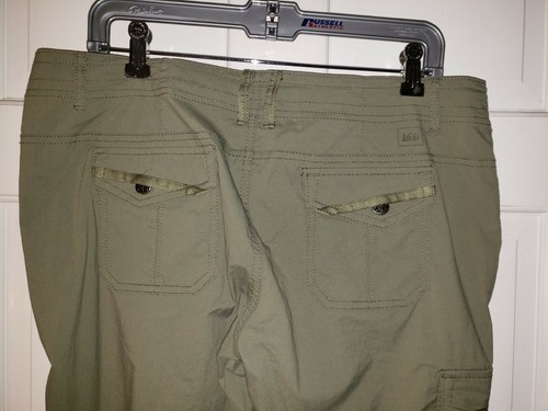 REI army Green nylon blend flare Leg drawstring Outdoor Hiking cargo Pants 12 - Picture 5 of 8
