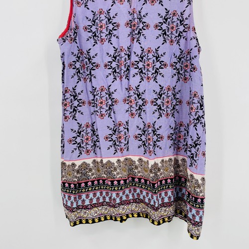 Hem & Thread Size Small Purple Boho Floral Pleated Sleeveless Blouse Top - Imagen 9 de 9