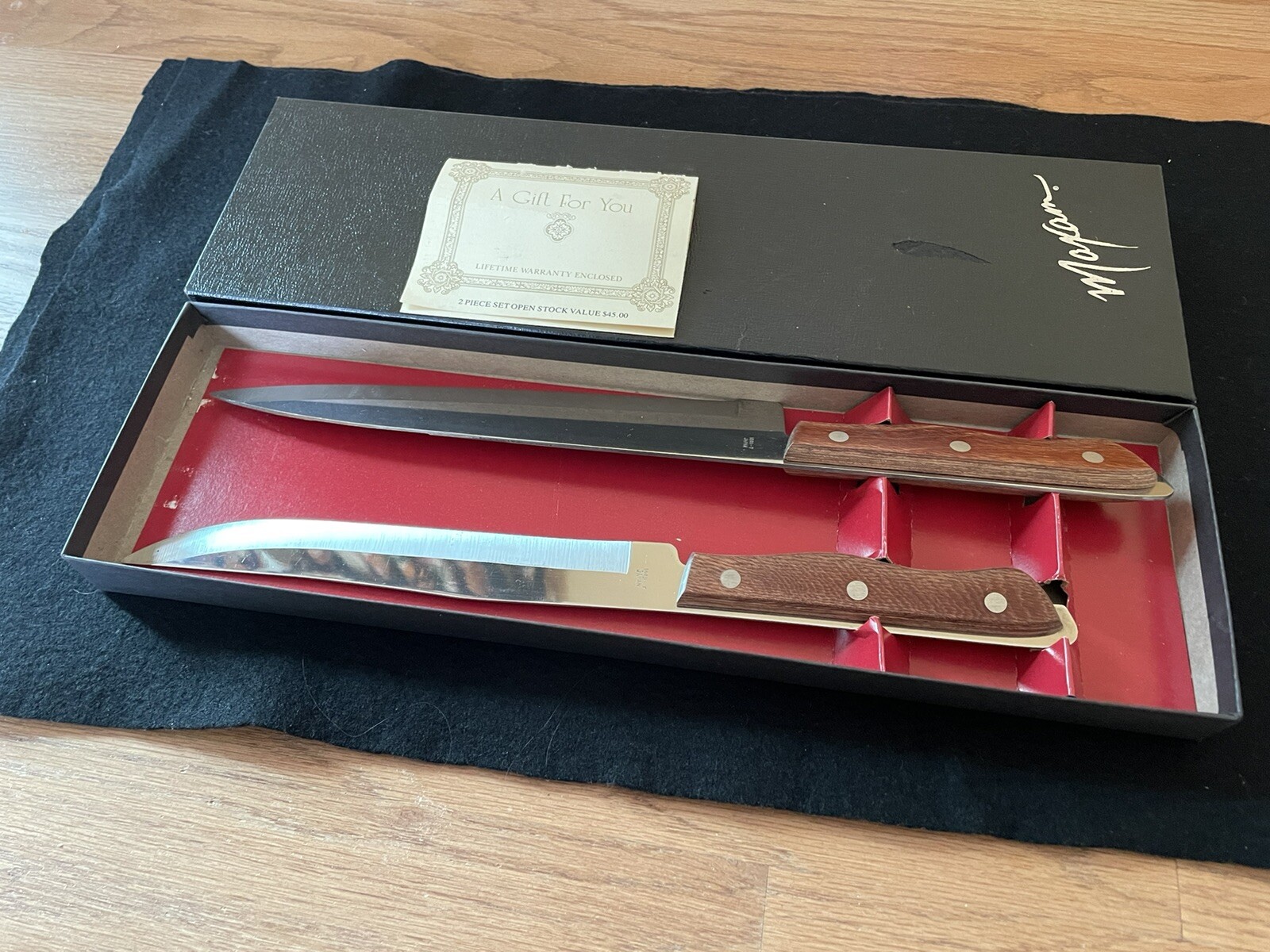 Vintage Maxam Knife Set Stainless Steel; Wood Handles; Japan Lot of 2