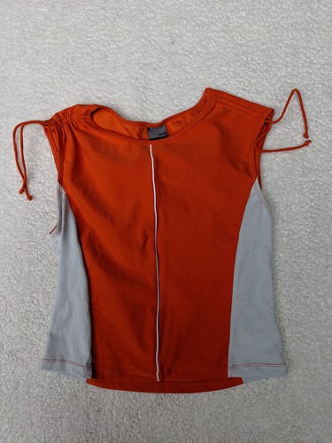 Nike Girls Teen L 14 16 Orange Gray Top dri-fit Drawstring Shoulder