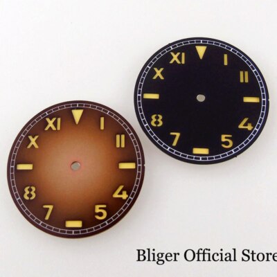 BLIGER fit NH35A NH36A 35mm*0.7mm California Black/Coffee Watch Dial Roman index