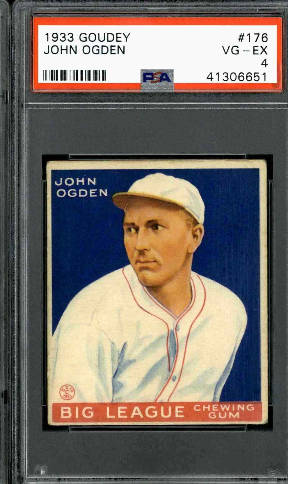 1933 Goudey #176 John Ogden - PSA 4