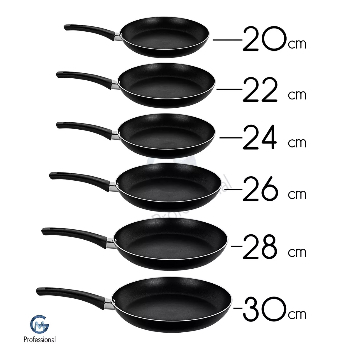 Non Stick Frying Pan Cookware Insulated Handle Round Fry pan Black 20cm -  30cm