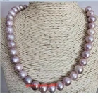 18" AAA+ 10-11mm Natural South Sea Purple baroque Pearl Necklace 14k Gold