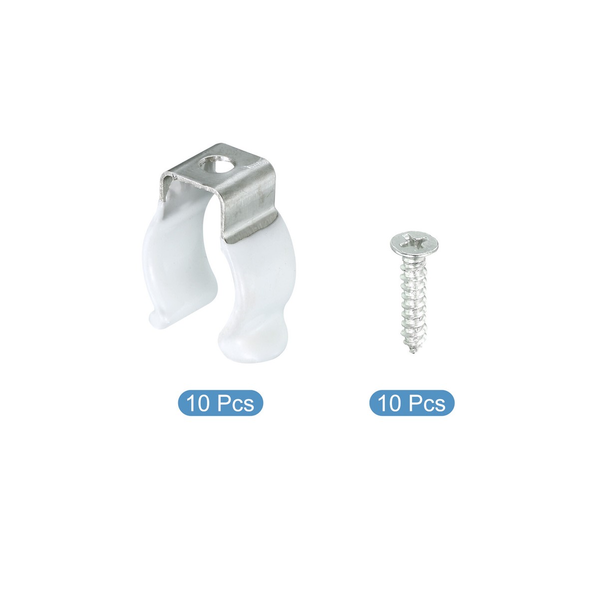 TOP-VIGOR 10 Clip Di Supporto Per Tubi LED T8 - Staffa Di Montaggio A U In Acciaio Inossidabile Con Viti - Morsetti Per Lampadine Fluorescenti - Fissaggio A Parete O Soffitto - 3