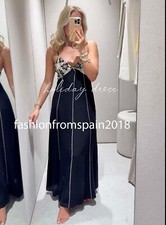 ZARA NEW WOMAN STRAPPY EMBROIDERED MIDI DRESS BLACK ECRU XS-XL 3897/112/093