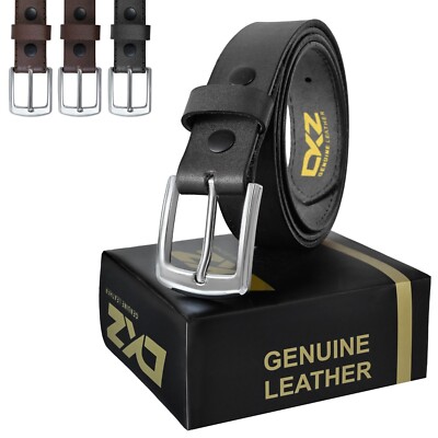 DKZ LEDERGÜRTEL 100 % ECHT schwarz/braun 30'''' bis 72'''' Taillengrößen (BKL-01)
