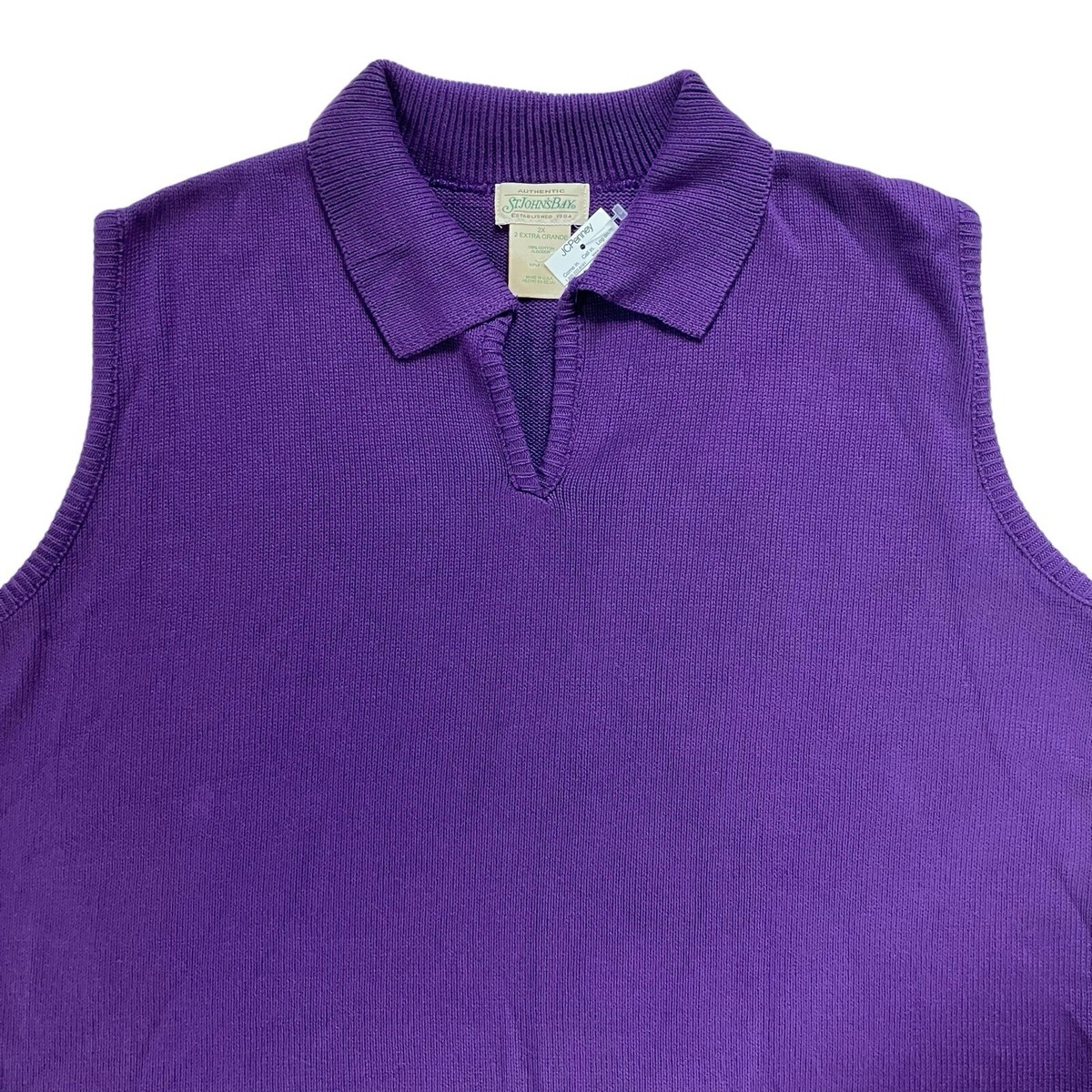 NWT St Johns Bay Sweater Womens 2X Purple Knit Sleeveless Collared