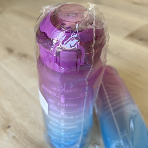 32 oz Sports Motivational Drinking Water Bottle with Time Marker BPA Free 2 Pack - Picture 8 of 10