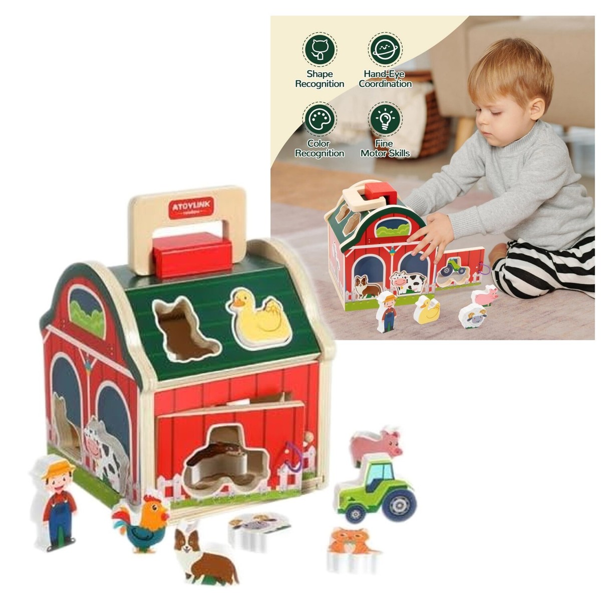 Giocattoli Montessori Anni Animali Fattoria in Legno formine