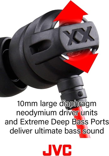 JVC HAFX1X XTREME XPLOSIVES HEADPHONES IN EAR WIRED BUDS EARPHONES BLACK RED - Picture 7 of 7