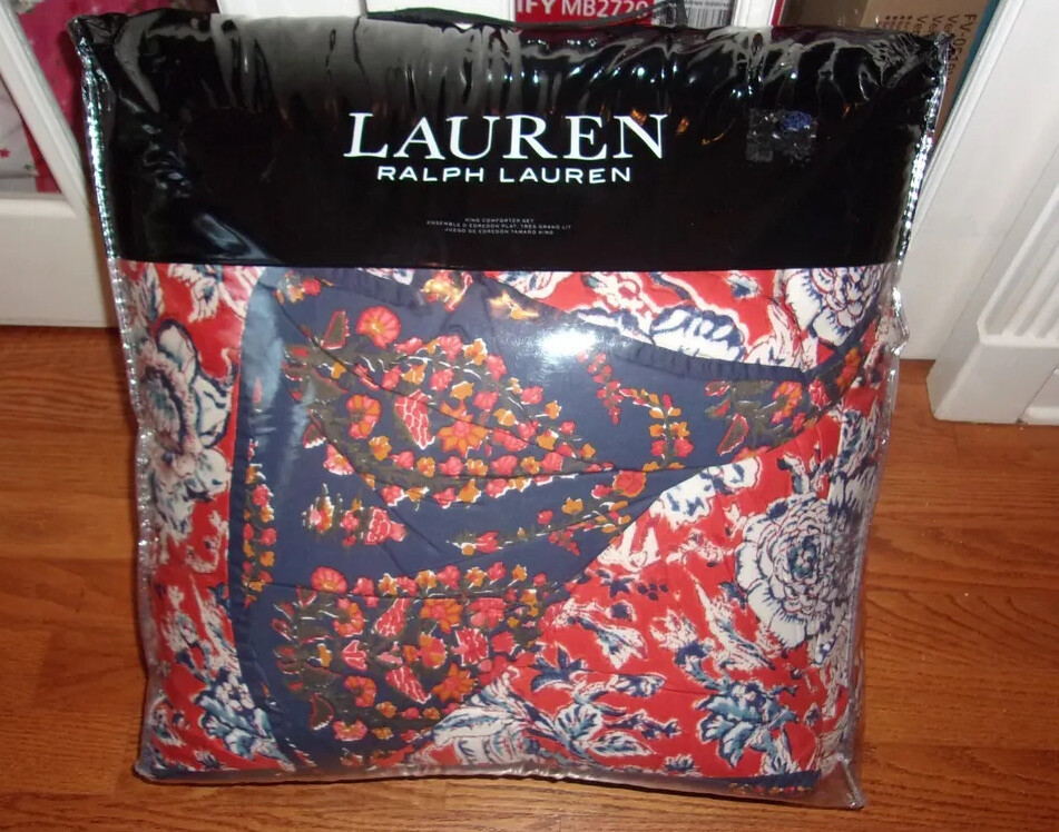 NIP Ralph Lauren Tessa Red Navy Floral King Comforter & Shams Set 3pc eBay