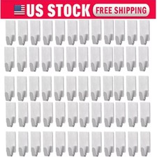 60x Self Adhesive Stainless Steel Hooks Bathroom Wall Door Strong Sticky Holder