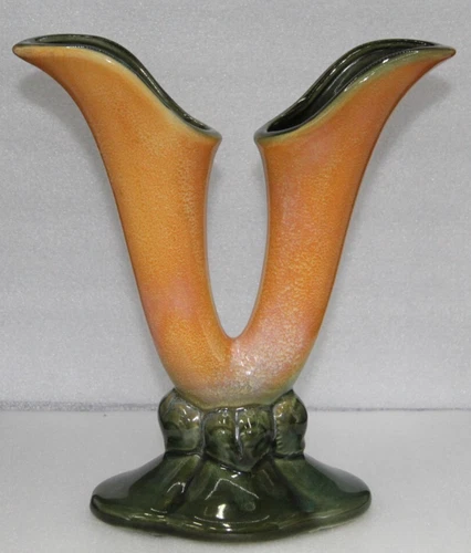 1950s Hull Pottery Double Trumpet Vase by ADDIS E. Hull (USA)