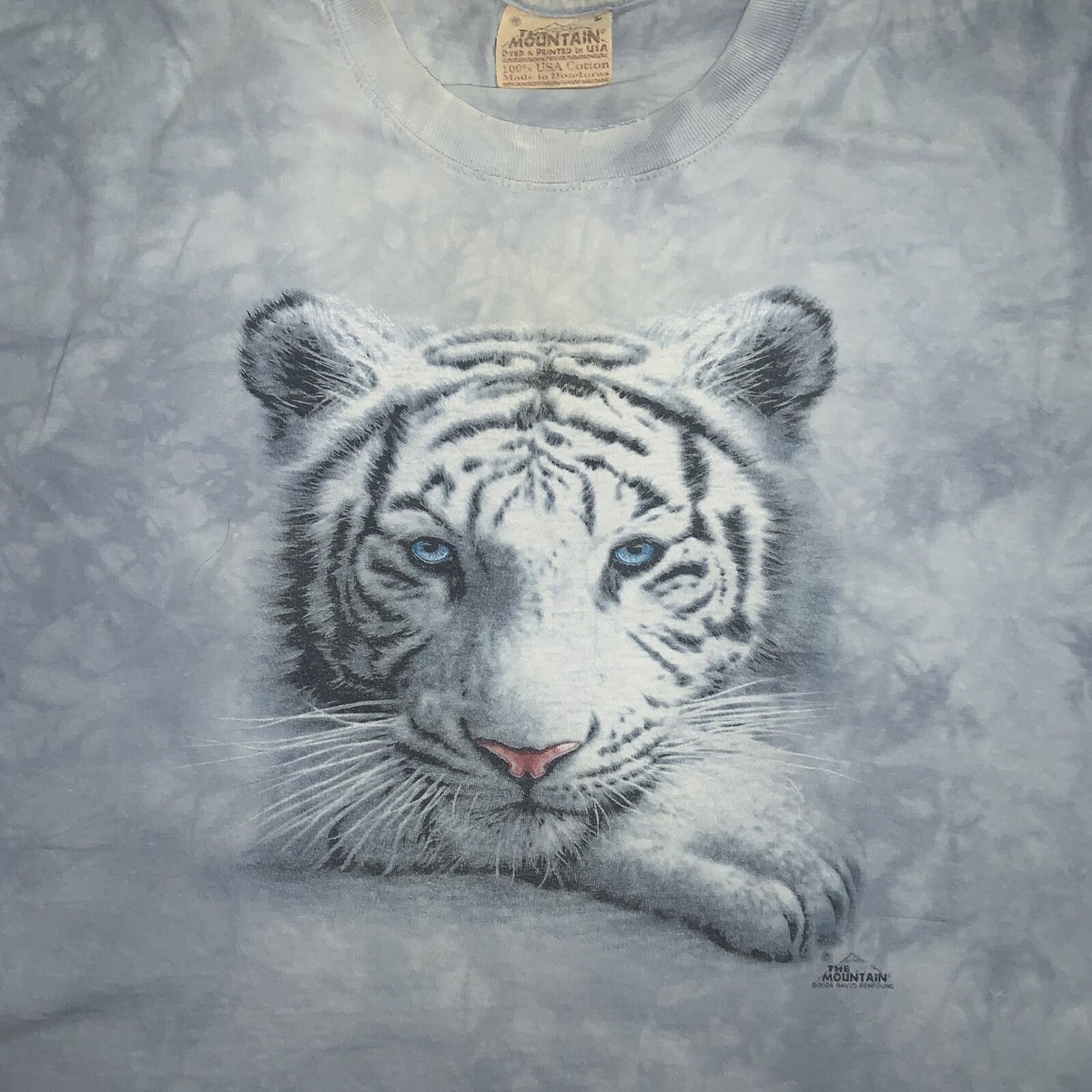 The Mountain Vintage Tie Dye T-Shirt Leather Tag White TIger Sz LG 