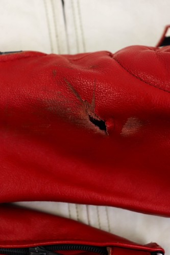 Dainese Speed Leather Vintage 70-80s White/Red Leather Biker Jacket Size XS-S - Picture 11 of 17