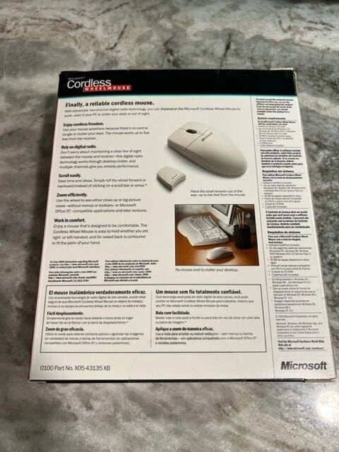 Vintage Microsoft Cordless Wheel Mouse Wireless Digital Receiver Included - Image 2 of 2