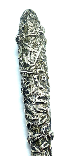 Victorian Antique Handled Floral Sterling Silver Corset / Shoelace Button Hook - Picture 2 of 6