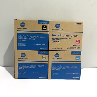 Genuine Konica TNP48 Toner Set x4 Black,Yellow,Magenta,Cyan, bizhub C3350,C3850