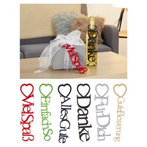 6 Er Set Flaschenanhanger Geschenkanhanger Anhanger 6 Farben Text 3 Mm Filz Text Ebay