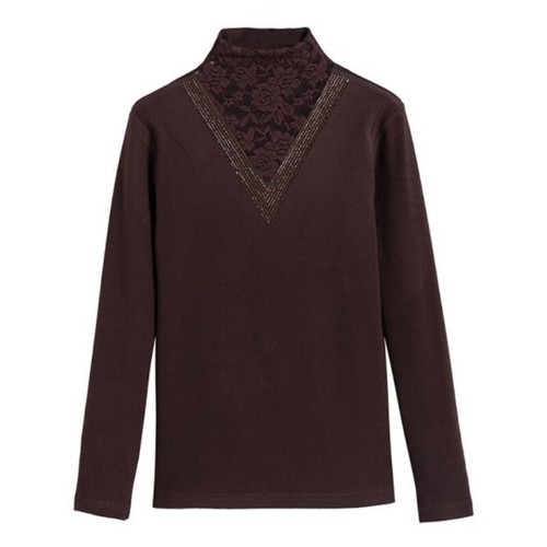 Women's double-sided velvet top shirt thermal underwear rhinestone shirt- - Imagen 10 de 20
