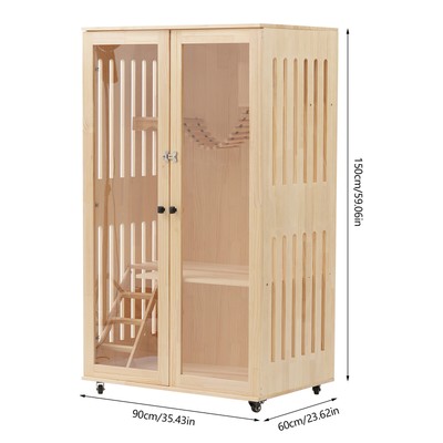 Multi-Feature Cat Condo, Oversized Cat Villa on Wheels,Cat Houses&Condos  Luxury