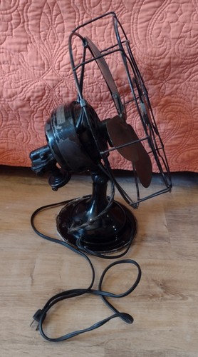 Western Electric Antique 13" Cage Oscillating/Tilting Fan 4-Brass Blades 3-Speed - Picture 3 of 19