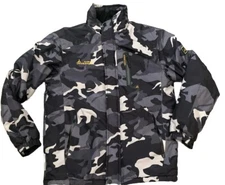 MOERDENG Womens Black Camo Long Sleeve Zip Coat Windbreaker Jacket Size Small