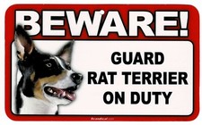 BEWARE OF RAT TERRIER DOG/PET RECTANGULAR LAMINATED SIGN. COMBINED SHIPPING.