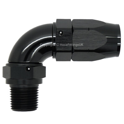 1/2 NPT STECKER SCHWARZ schwenkbar - AN10 90 GRAD VOLLSTROMSCHNEIDER Geflechtschlauchverschraubung