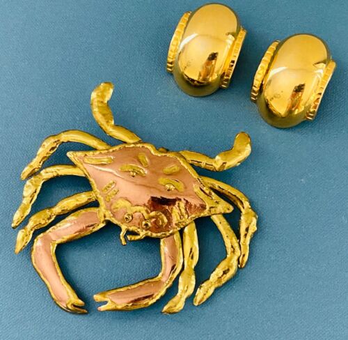 Earrings DAUPLAISE Large Brooch Crab Vintage Mode… - image 1