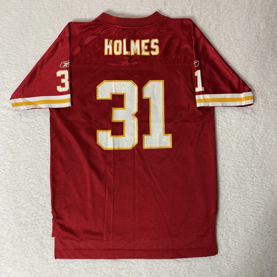Camiseta de fútbol Reebok NFL Priest Holmes #31 Kansas City Chiefs roja talla JOUTH XL Foto 3 de 4
