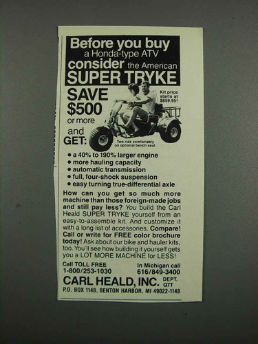 1983 Carl Heald Super Tryke Ad - Before 