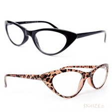 Cat Eye Frame Spring Hinges Black or Tortoise Women's Reading Glasses 150-300