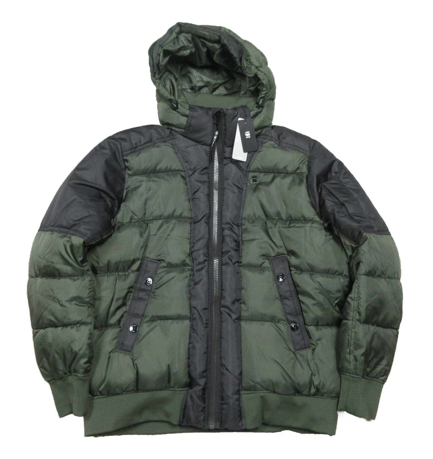 G-Star RAW Men's Asfalt Green Whistler Quilted Myrow Puffer Hooded Jacket image 2