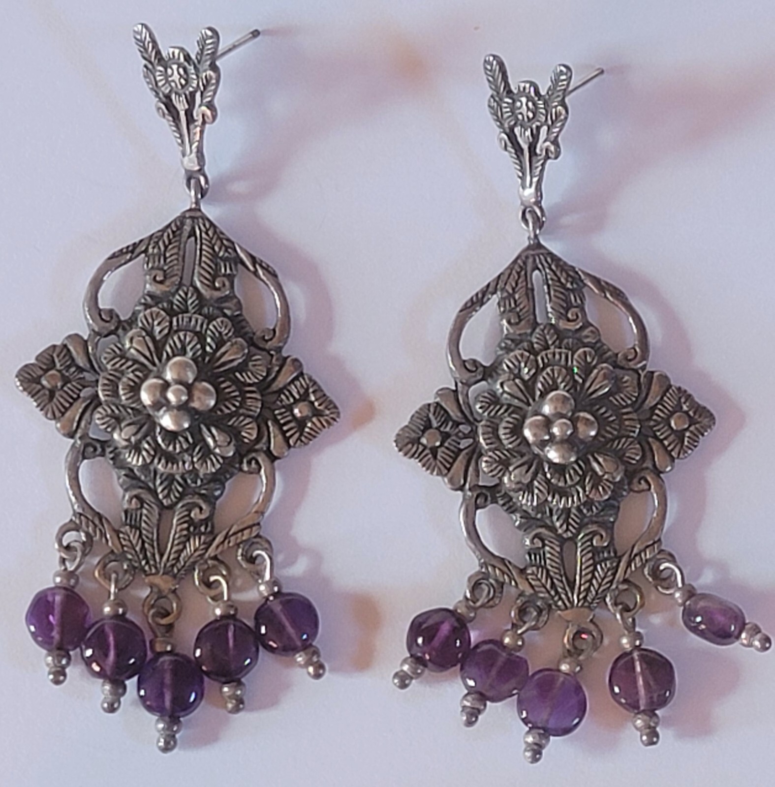 Stunning Peruvian Connection colonial silver earr… - image 1