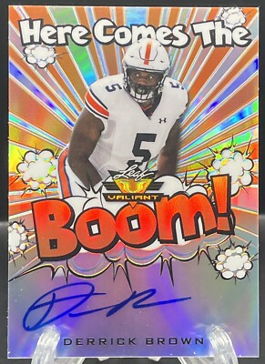 2020 Leaf Valiant Here Comes the Boom! Orange /50 Derrick Brown Rookie Auto RC
